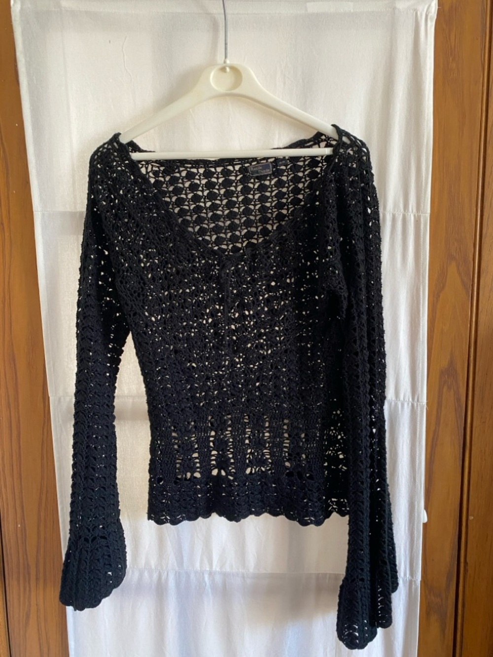 Black Crochet Lightweight Open-Knit Top